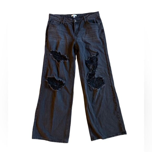 BP Destroyed Wide Leg Distressed Jeans Size 31 NWOT - Picture 12 of 13